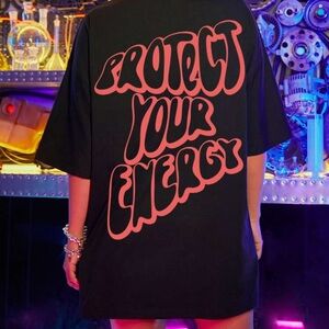 SHEIN Black & Red Graphic Oversized Tee Shirt/Dress